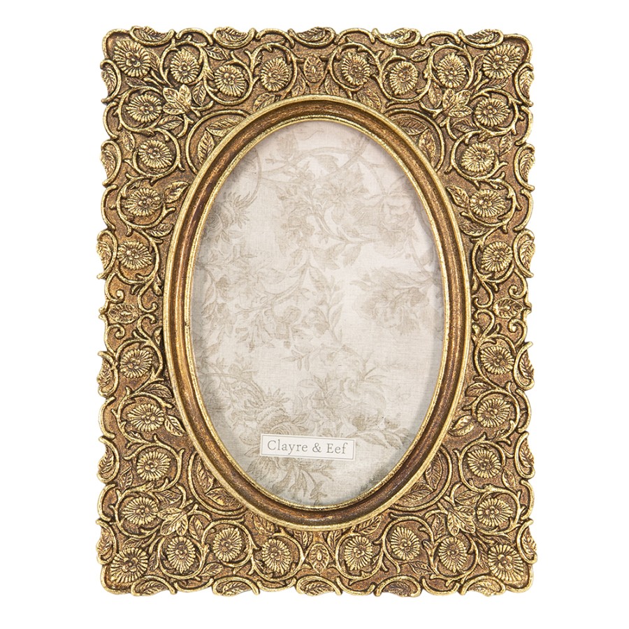 Clayre & Eef Picture Frame 10x15 cm Golden color Plastic Rectangle