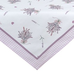 Clayre & Eef Table Runner 50x160 cm Purple White Cotton Lavender