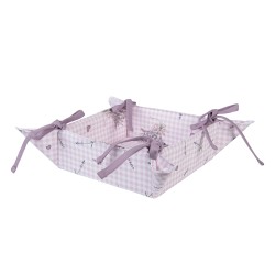 Clayre & Eef Cestino del pane 35x35x8 cm Viola Bianco Cotone Lavanda