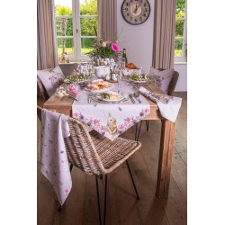 Clayre & Eef Tablier de cuisine 70x85 cm Rose Beige Coton Fleurs de lapin