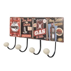 Clayre & Eef Wall Coat Rack 40x5x17 cm Red Black Iron Car