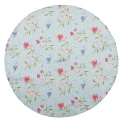 Clayre & Eef Torchon Ø 80 cm Bleu Vert Coton Rond Fleurs