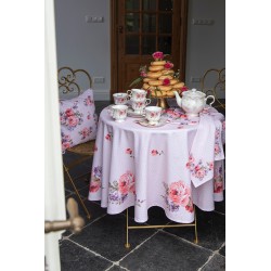 Clayre & Eef Tablecloth 150x150 cm Pink Purple Cotton Square Roses