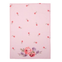 Clayre & Eef Theedoek  50x70 cm Roze Paars Katoen Rechthoek Rozen