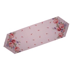 Clayre & Eef Chemin de table 50x160 cm Rose Violet Coton Roses