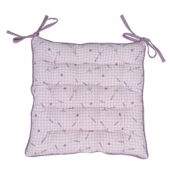 Clayre & Eef Coussin de chaise en mousse 40x40 cm Violet Blanc Coton Carré Lavande