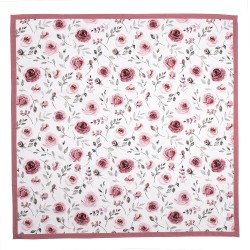 Clayre & Eef Tovaglia 100x100 cm Bianco Rosa  Cotone Quadrato Rose