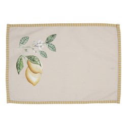 Clayre & Eef Placemats Set van 6  48x33 cm Beige Geel Katoen Rechthoek Citroen