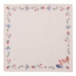 Clayre & Eef Napkins Cotton Set of 6 40x40 cm Beige Blue Cotton Square Chicken and Rooster