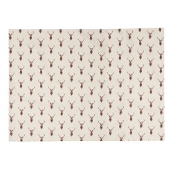 Clayre & Eef Placemats Set of 6 48x33 cm Beige Red Cotton Rectangle Deer