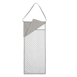 Clayre & Eef Sac à pain 28x68 cm Gris Blanc Coton Rectangle Coeurs carreaux