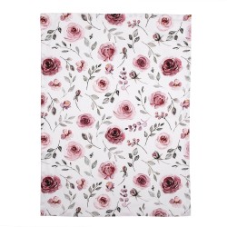 Clayre & Eef Geschirrtuch 50x70 cm Weiß Rosa Baumwolle Rechteck Rosen