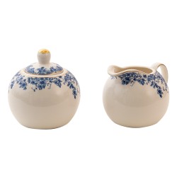 Clayre & Eef Melk en Suiker Set  Blauw Porselein Bloemen