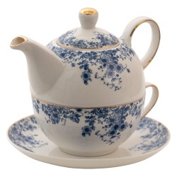 Clayre & Eef Tea for One 400 ml Bleu Porcelaine Fleurs