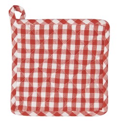 Clayre & Eef Manique 20x20 cm Rouge Vert Coton Carré Pomme