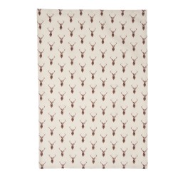 Clayre & Eef Torchon 50x70 cm Beige Rouge Coton Rectangle Cerf