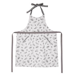 Clayre & Eef Tablier de cuisine 70x85 cm Gris Blanc Coton Écureuil d'automne