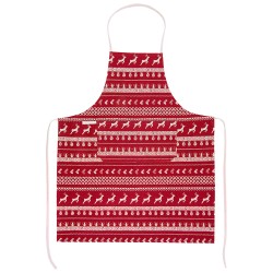 Clayre & Eef Küchenschürze 70x85 cm Rot Beige Baumwolle Weihnachten