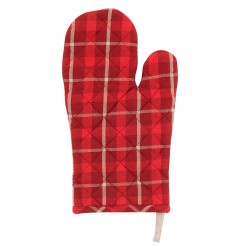 Clayre & Eef Oven Mitt 16x30 cm Red Beige Cotton Christmas