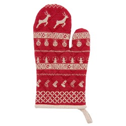 Clayre & Eef Oven Mitt 16x30 cm Red Cotton Christmas