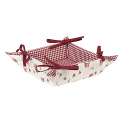 Clayre & Eef Cestino del pane 35x35x8 cm Rosso Bianco  Cotone Rose