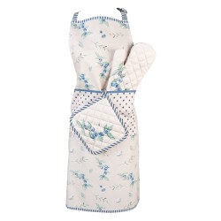 Clayre & Eef Kitchen Apron 70x85 cm Beige Blue Cotton Blueberries