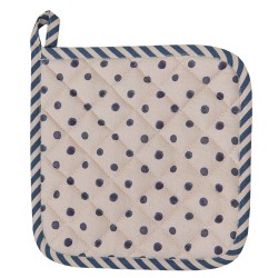 Clayre & Eef Pot Holder 20x20 cm Beige Blue Cotton Square Blueberries