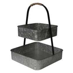 Clayre & Eef Etagère 2 laags  30x42 cm Grijs Ijzer