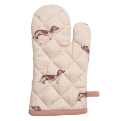 Clayre & Eef Kids' Oven Mitt 12x21 cm Beige Cotton Dachshund