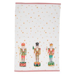 Clayre & Eef Tea Towel  50x70 cm White Red Cotton Rectangle Nutcrackers