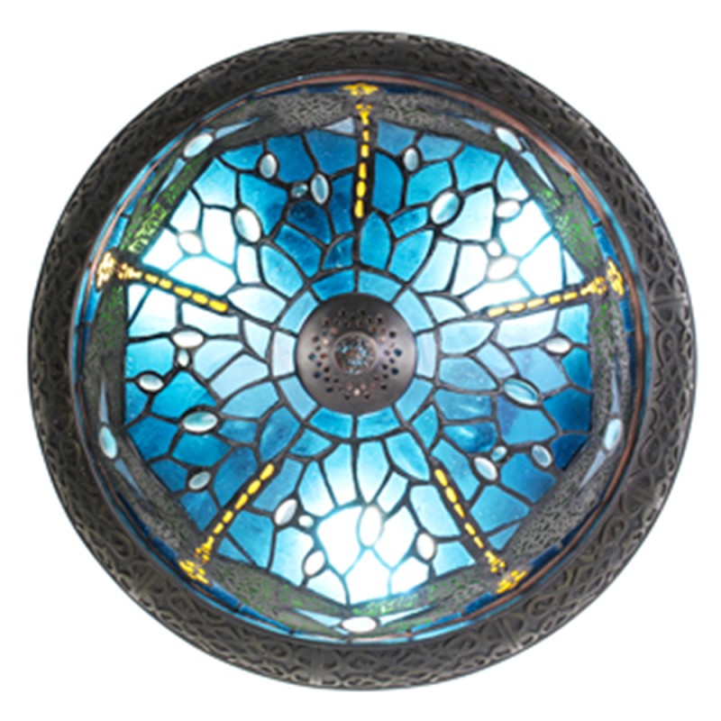 Bewijs Waarschuwing limoen LumiLamp Plafondlamp Tiffany Ø 38 cm Blauw Bruin Kunststof Glas