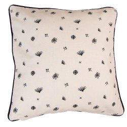 Clayre & Eef Housse de coussin 40x40 cm Beige Noir Coton Fleurs