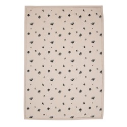 Clayre & Eef Theedoek  50x70 cm Beige Zwart Katoen Bloemen