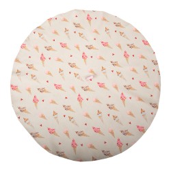 Clayre & Eef Torchon Ø 80 cm Beige Rose Coton Rond Crème glacée