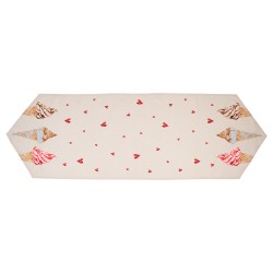 Clayre & Eef Chemin de table 50x160 cm Beige Rose Coton Crème glacée