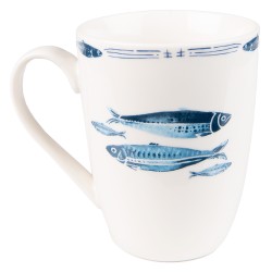 Clayre & Eef Mug 330 ml White Blue Porcelain Fishes