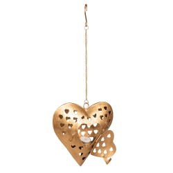 Clayre & Eef Pendant 23x6x22 cm Gold colored Iron Heart-Shaped