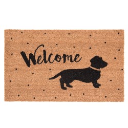 Clayre & Eef Deurmat  75x45 cm Bruin Kokosvezel Rubber Rechthoek Hond Welcome