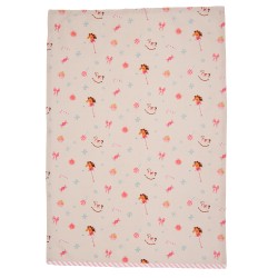 Clayre & Eef Tea Towel  50x70 cm Beige Pink Cotton Rocking Horse
