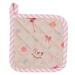 Clayre & Eef Pannenlap  20x20 cm Beige Roze Katoen Notenkraker