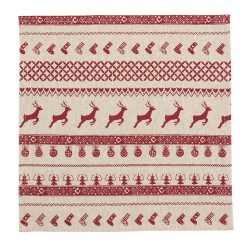 Clayre & Eef Christmas Napkins Set of 6 40x40 cm Red Beige Cotton Square Christmas