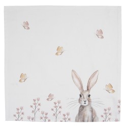 Clayre & Eef Napkins Cotton Set of 6 40x40 cm White Brown Cotton Square Rabbit