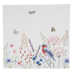 Clayre & Eef Servietten Baumwolle 6er Set 40x40 cm Weiß Grün Baumwolle Quadrat Blumen