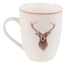 Clayre & Eef Mug 300 ml Beige Marron Porcelaine Cerf