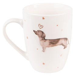 Clayre & Eef Mug 300 ml Beige Marron Porcelaine Teckel