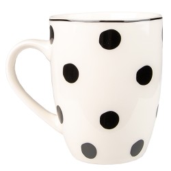 Clayre & Eef Mug 350 ml Blanc Noir Porcelaine Points