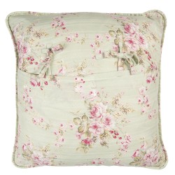 Clayre & Eef Federa per cuscino 50x50 cm Verde Rosa  Poliestere Cotone Quadrato Fiori