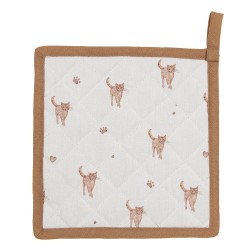 Clayre & Eef Kids' Pot Holder 16x16 cm Beige Brown Cotton Square Cats