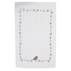 Clayre & Eef Serviette invité 40x66 cm Beige Marron Coton Oiseau