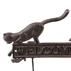 Clayre & Eef Wandhaken Katze 22x5x20 cm Braun Eisen Welcome